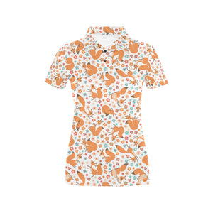 Squirrel Pattern Print Design 05 Women's All Over Print Polo Shirt