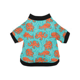 Octopus turquoise background All Over Print Pet Dog Round Neck Fuzzy Shirt