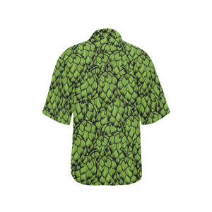 Green hop pattern Women's All Over Print Hawaiian Shirt