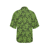 Green hop pattern Women's All Over Print Hawaiian Shirt