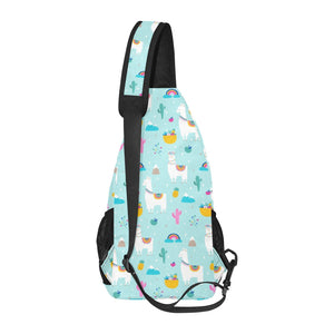 Llama alpaca cactus leaves pattern All Over Print Chest Bag