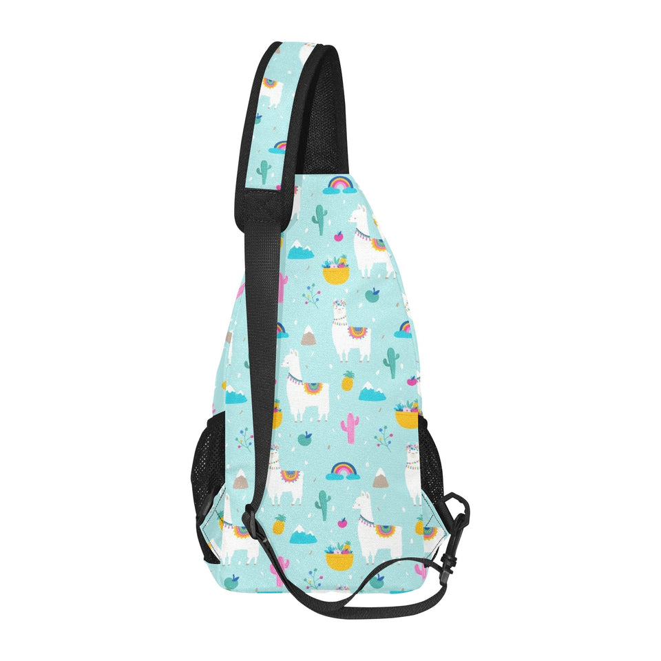 Llama alpaca cactus leaves pattern All Over Print Chest Bag