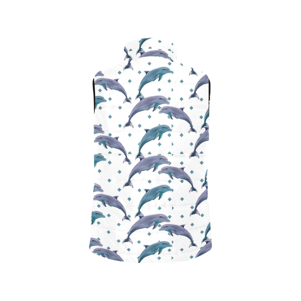 Dolphins pattern dotted background Women's Padded Vest