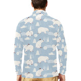 Cute polar bears Christmas decoration pattern Men's Long Sleeve Polo Shirt