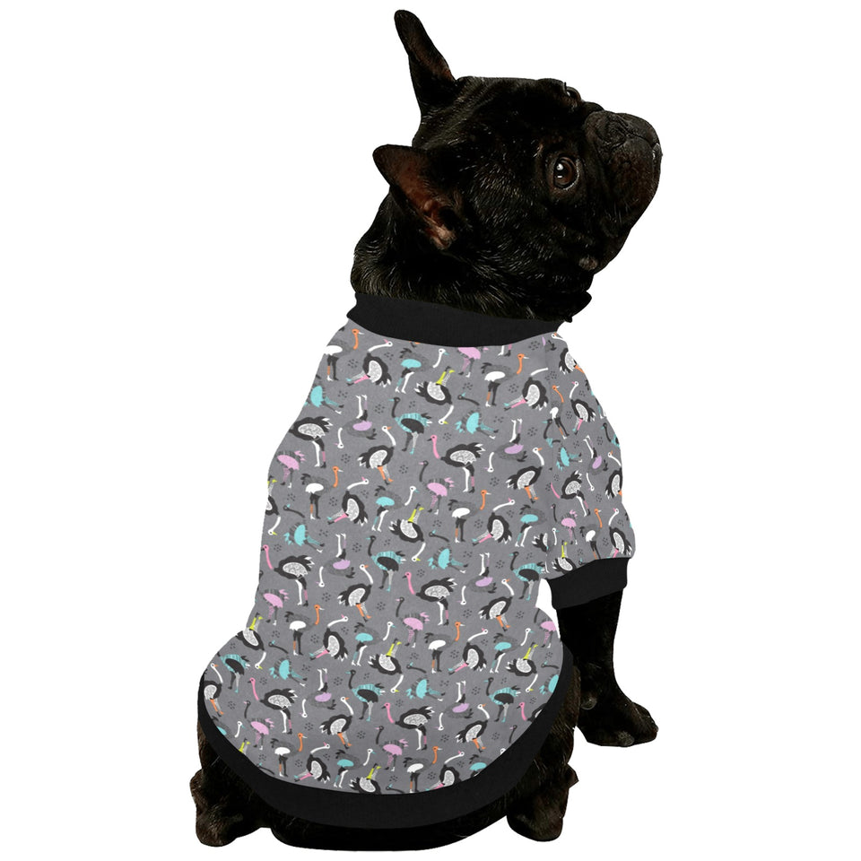 Ostrich Pattern Print Design 01 All Over Print Pet Dog Round Neck Fuzzy Shirt