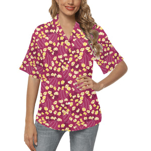 Popcorn Pattern Print Design 02 Women's All Over Print Hawaiian Shirt