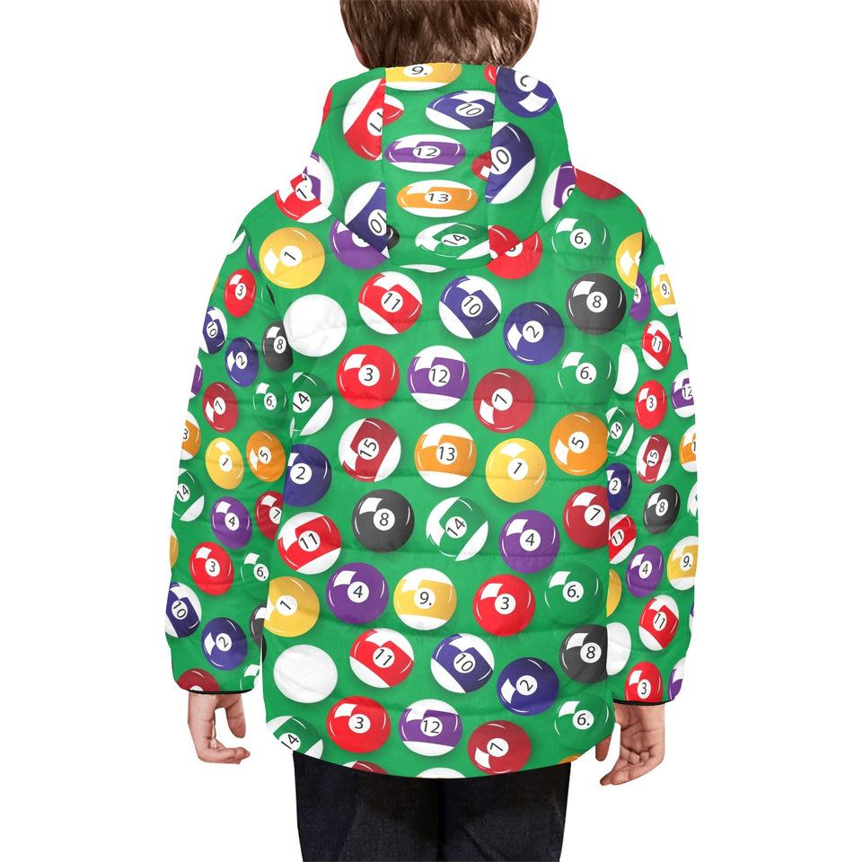 Billiard Ball Pattern Print Design 02 Kids' Boys' Girls' Padded Hooded Jacket