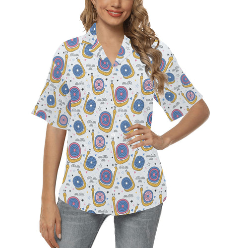 Snail Pattern Print Design 05 Women's All Over Print Hawaiian Shirt