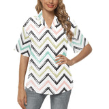 zigzag  chevron paint pattern Women's All Over Print Hawaiian Shirt