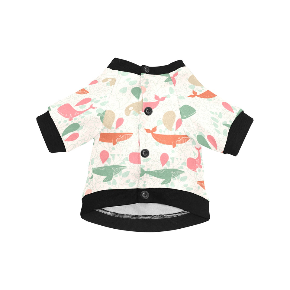 Cute whale pattern All Over Print Pet Dog Round Neck Fuzzy Shirt