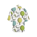 Hot Air Balloon Bird Cloud Pattern Women's All Over Print Hawaiian Shirt