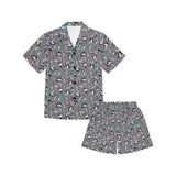 Ostrich Pattern Print Design 01 Kids' Boys' Girls' V-Neck Short Pajama Set