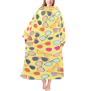 Sun Glasses Pattern Print Design 05 Blanket Robe with Sleeves