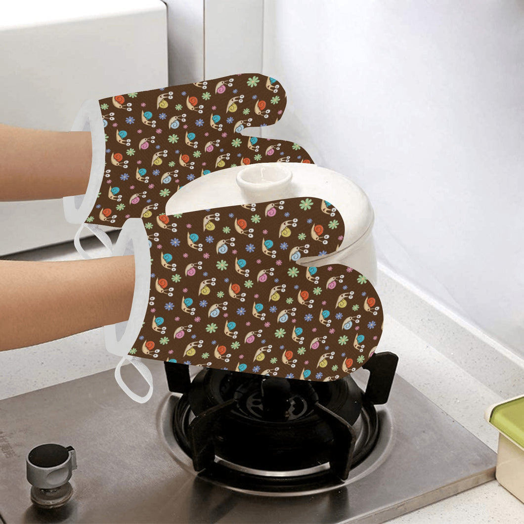 Snail Pattern Print Design 03 Heat Resistant Oven Mitts