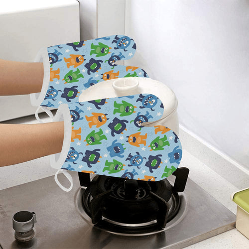 Alien Pattern Print Design 04 Heat Resistant Oven Mitts
