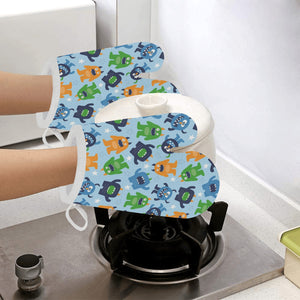 Alien Pattern Print Design 04 Heat Resistant Oven Mitts