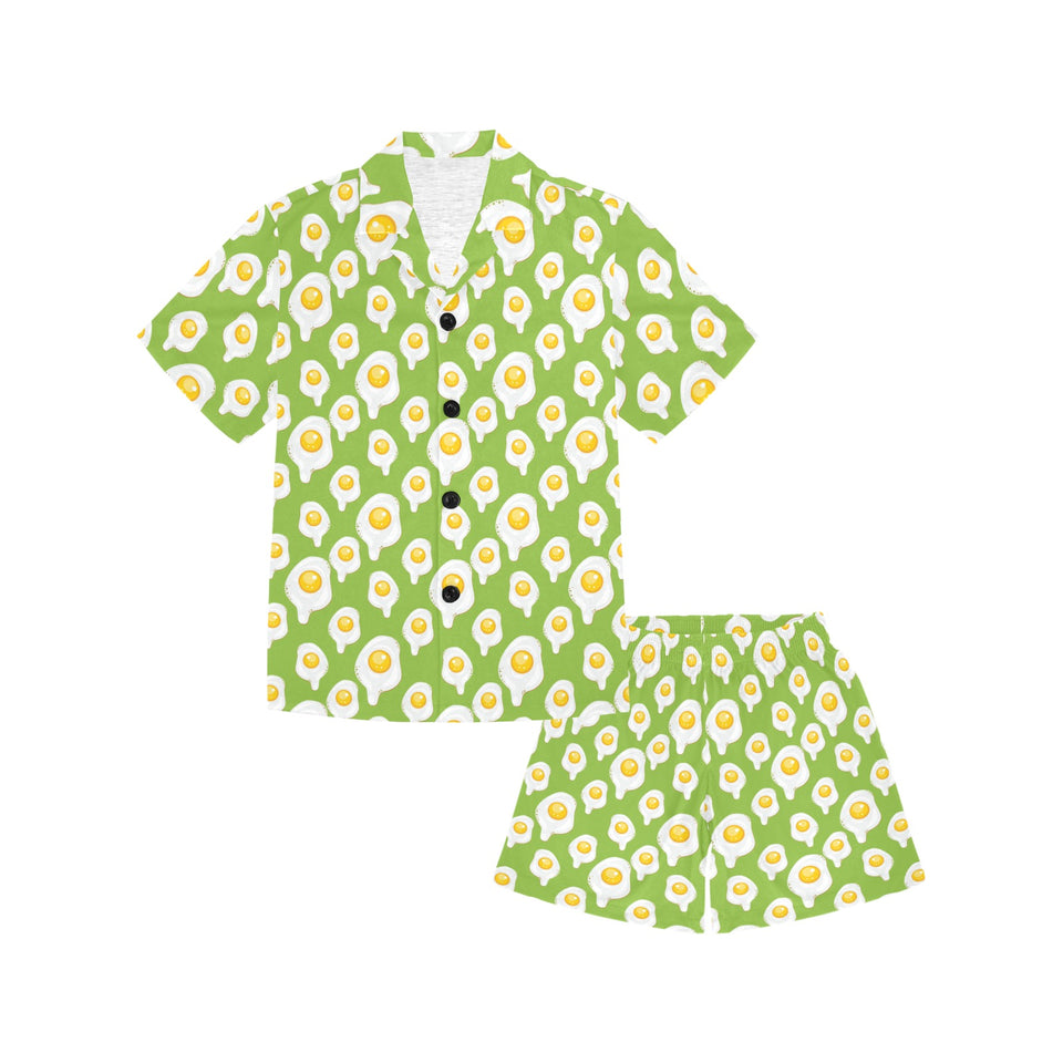 Fried Eggs Pattern Print Design 01 Kids' Boys' Girls' V-Neck Short Pajama Set