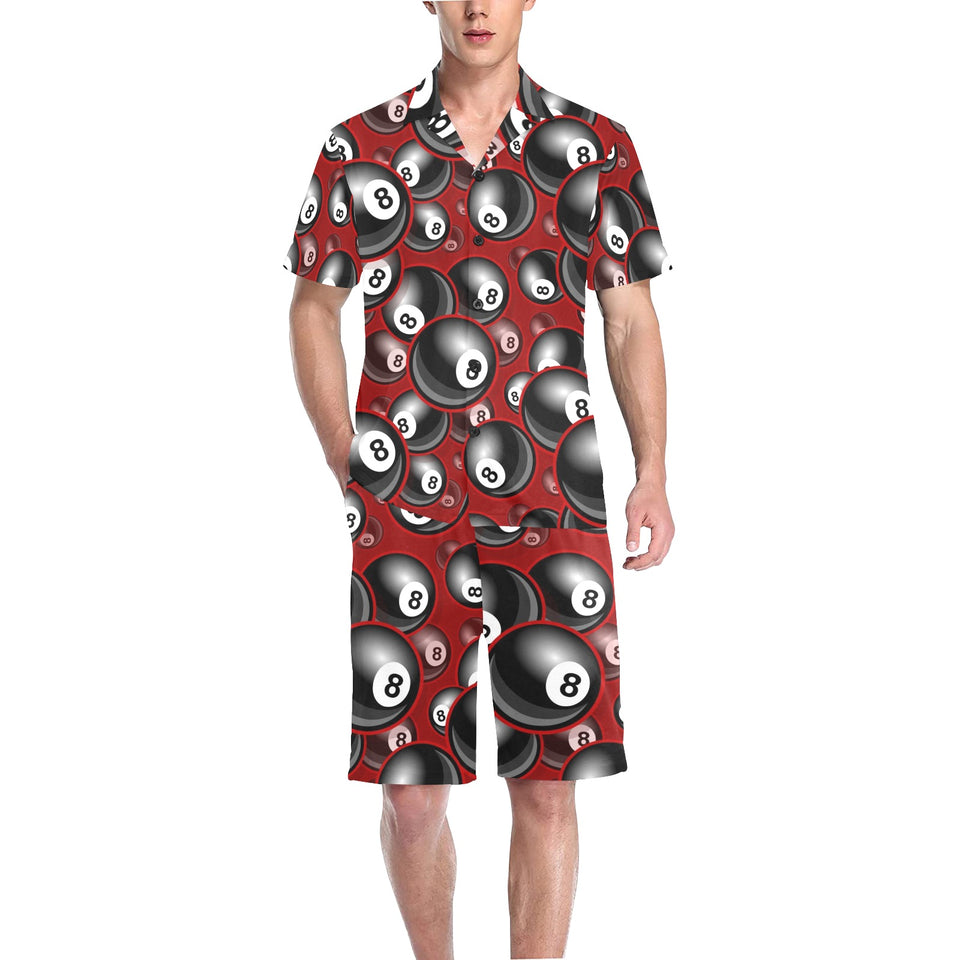 Billiard Ball Pattern Print Design 05 Men's V-Neck Short Pajama Set