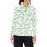 Chemistry Periodic Table Pattern Print Design 03 Women's Long Sleeve Polo Shirt