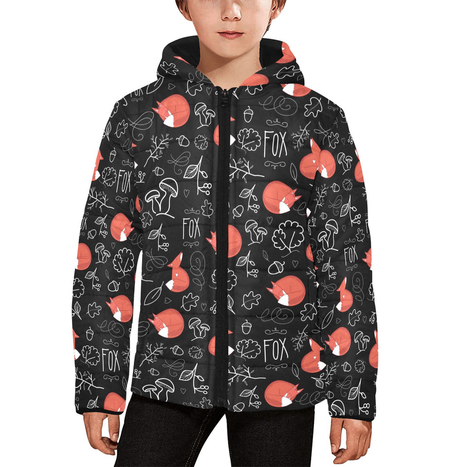 fox sleeping fox pattern Kids' Boys' Girls' Padded Hooded Jacket
