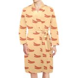 Sausage Pattern Print Design 03 Men's Long Sleeve Belted Night Robe