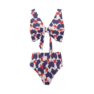 Kangaroo Australian pattern Chest Bowknot High Waisted Bikini Swimsuit