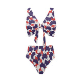 Kangaroo Australian pattern Chest Bowknot High Waisted Bikini Swimsuit
