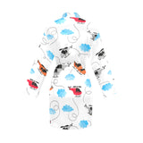 Watercolor helicopter cloud pattern Women's Long Sleeve Belted Night Robe
