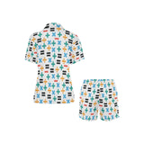 Math Pattern Print Design 05 Women's V-Neck Short Pajama Set
