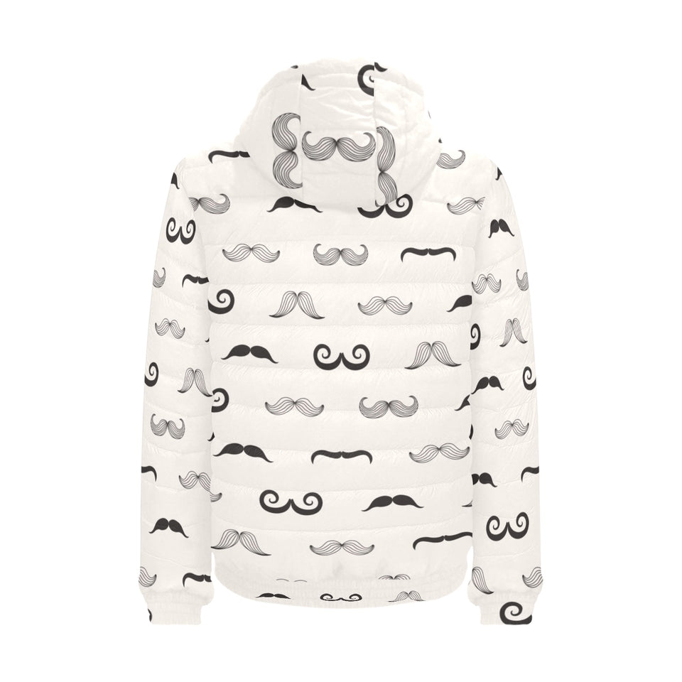 Mustache Beard Pattern Print Design 05 Men's Padded Hooded Jacket