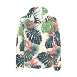 heliconia flowers, palm and monstera leaves Men's Padded Hooded Jacket