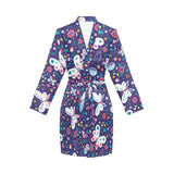 Colorful butterfly flower pattern.eps Women's Long Sleeve Belted Night Robe