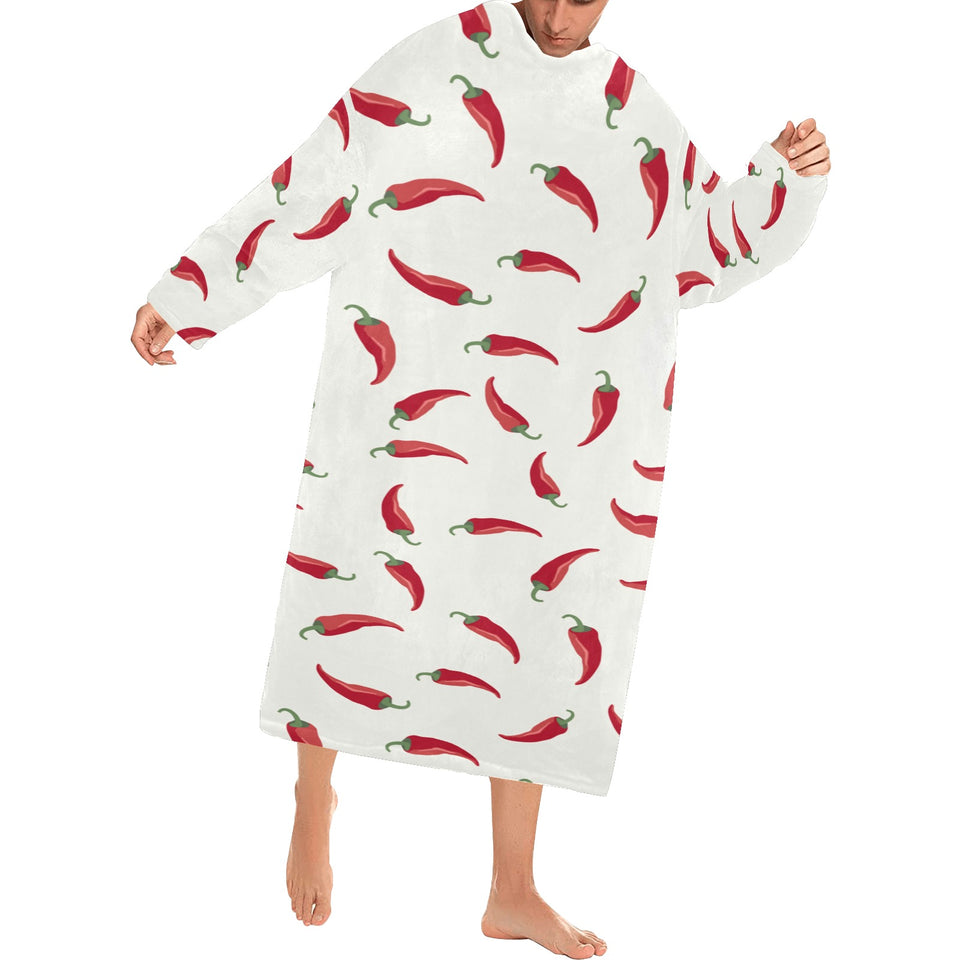 Chili peppers pattern Blanket Robe with Sleeves