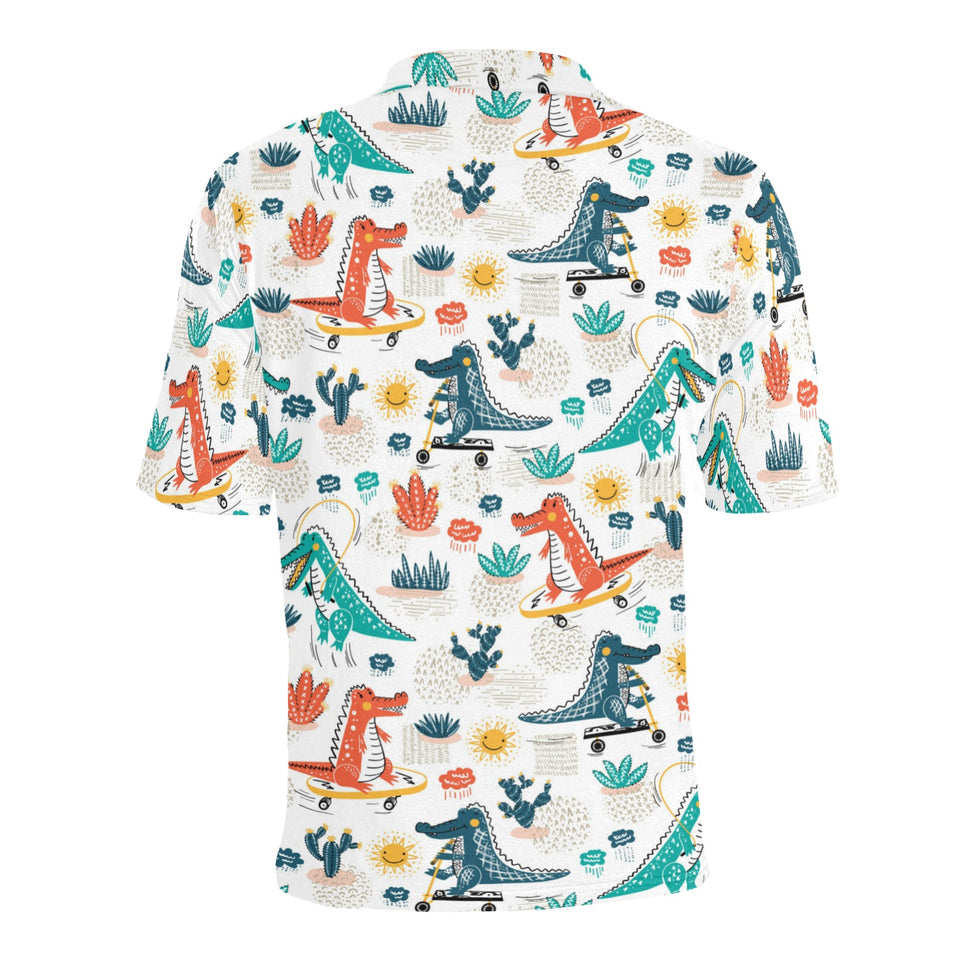 Cute Crocodile Pattern Men's All Over Print Polo Shirt