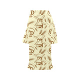 Windmill Wheat pattern Blanket Robe with Sleeves