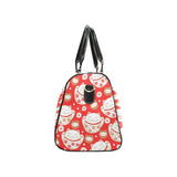 Cute Maneki neko cat red background Travel Bag