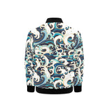 Japanese wave pattern Kids' Boys' Girls' Bomber Jacket
