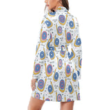 Snail Pattern Print Design 05 Women's Long Sleeve Belted Night Robe