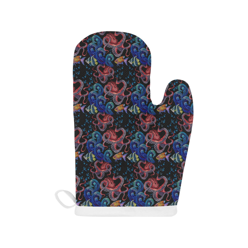 Octopus sea wave tropical fishe pattern Heat Resistant Oven Mitts
