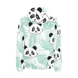 Panda pattern tropical leaves background Men's Padded Hooded Jacket