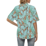 Monkey Palm tree background Women's All Over Print Hawaiian Shirt