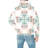 Square floral indian flower pattern Men's Padded Hooded Jacket