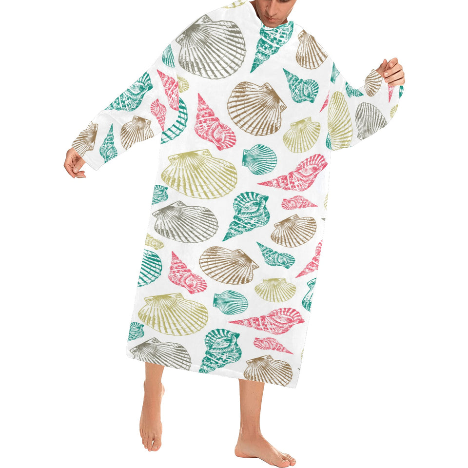 Colorful shell pattern Blanket Robe with Sleeves