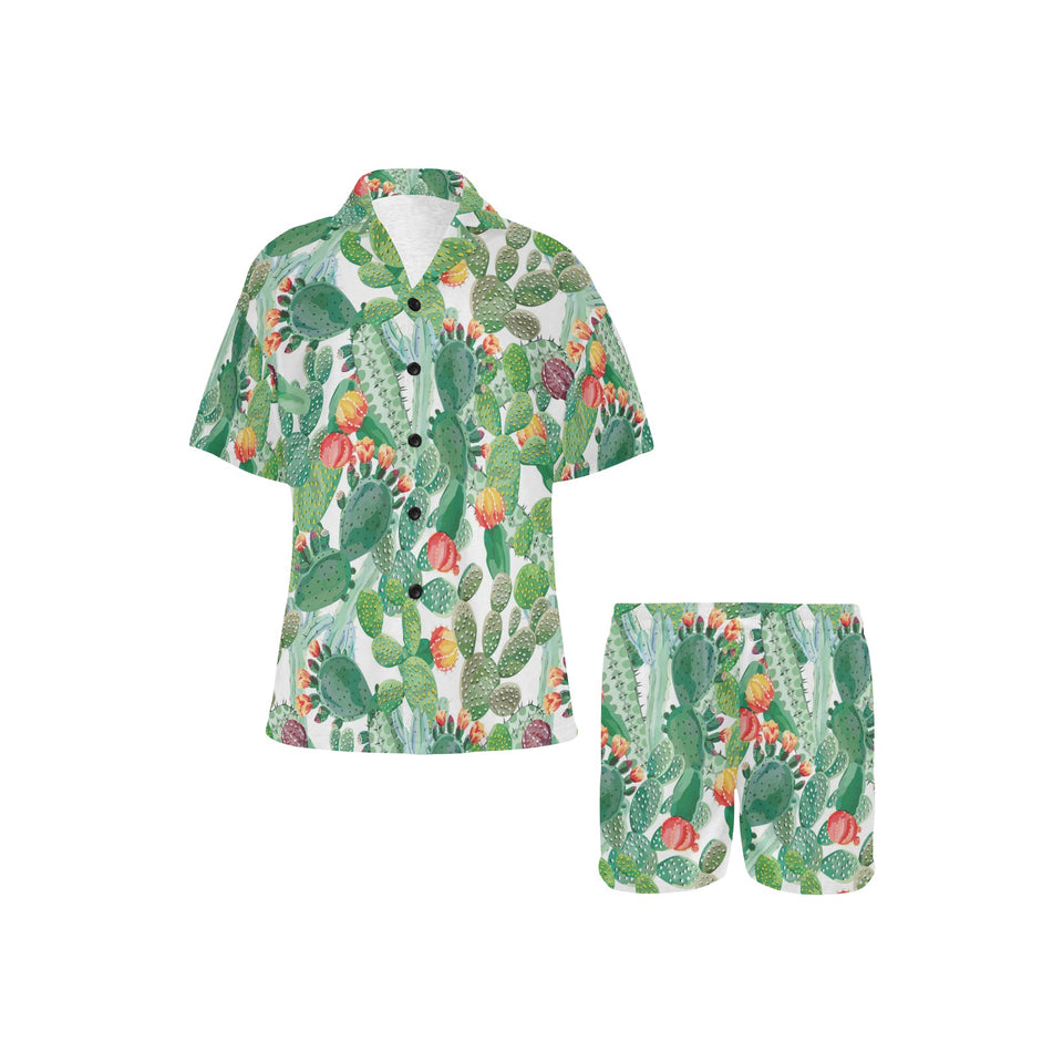Cactus design pattern copy Women's V-Neck Short Pajama Set