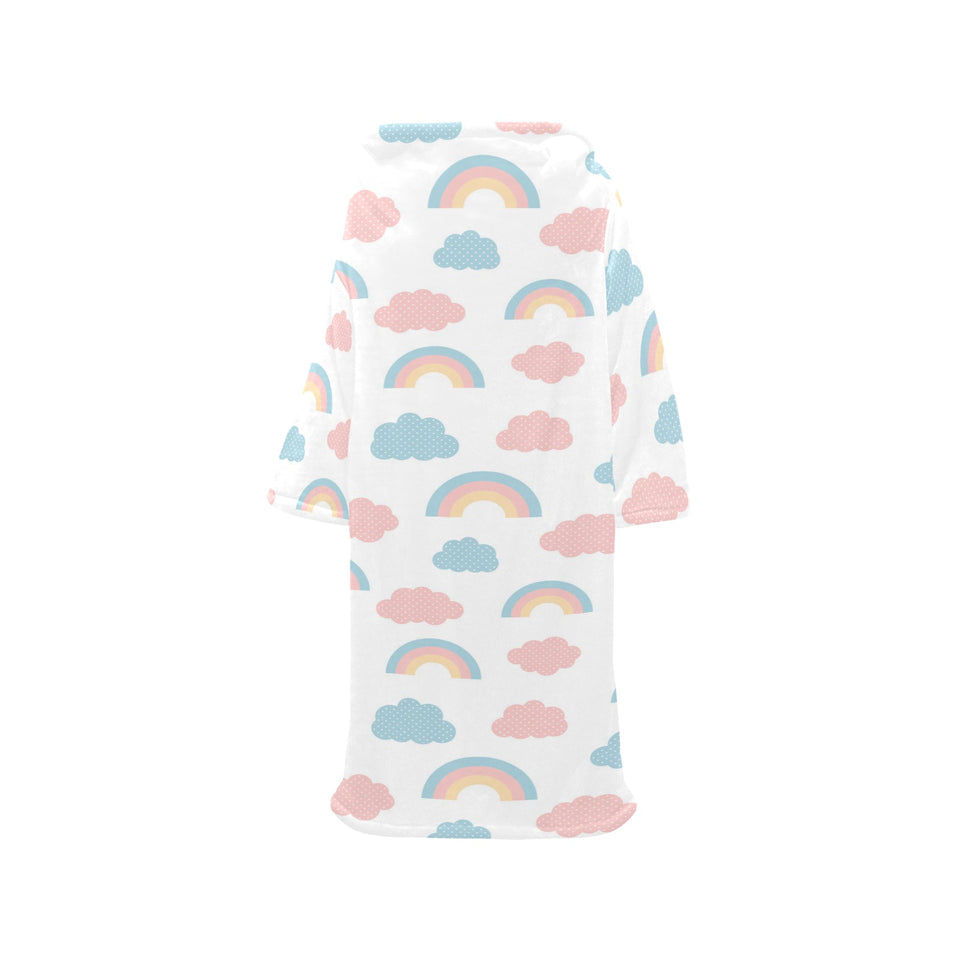 Cute rainbow clound pattern Blanket Robe with Sleeves
