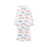 Cute rainbow clound pattern Blanket Robe with Sleeves