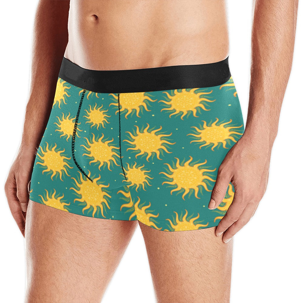 Sun green background Men's All Over Print Boxer Briefs Men's Underwear