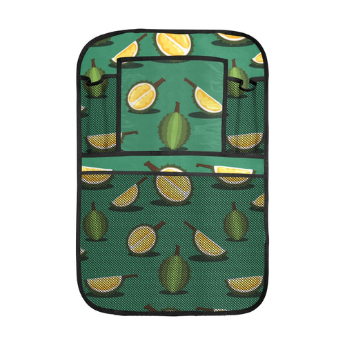 Durian pattern green background Car Seat Back Organizer