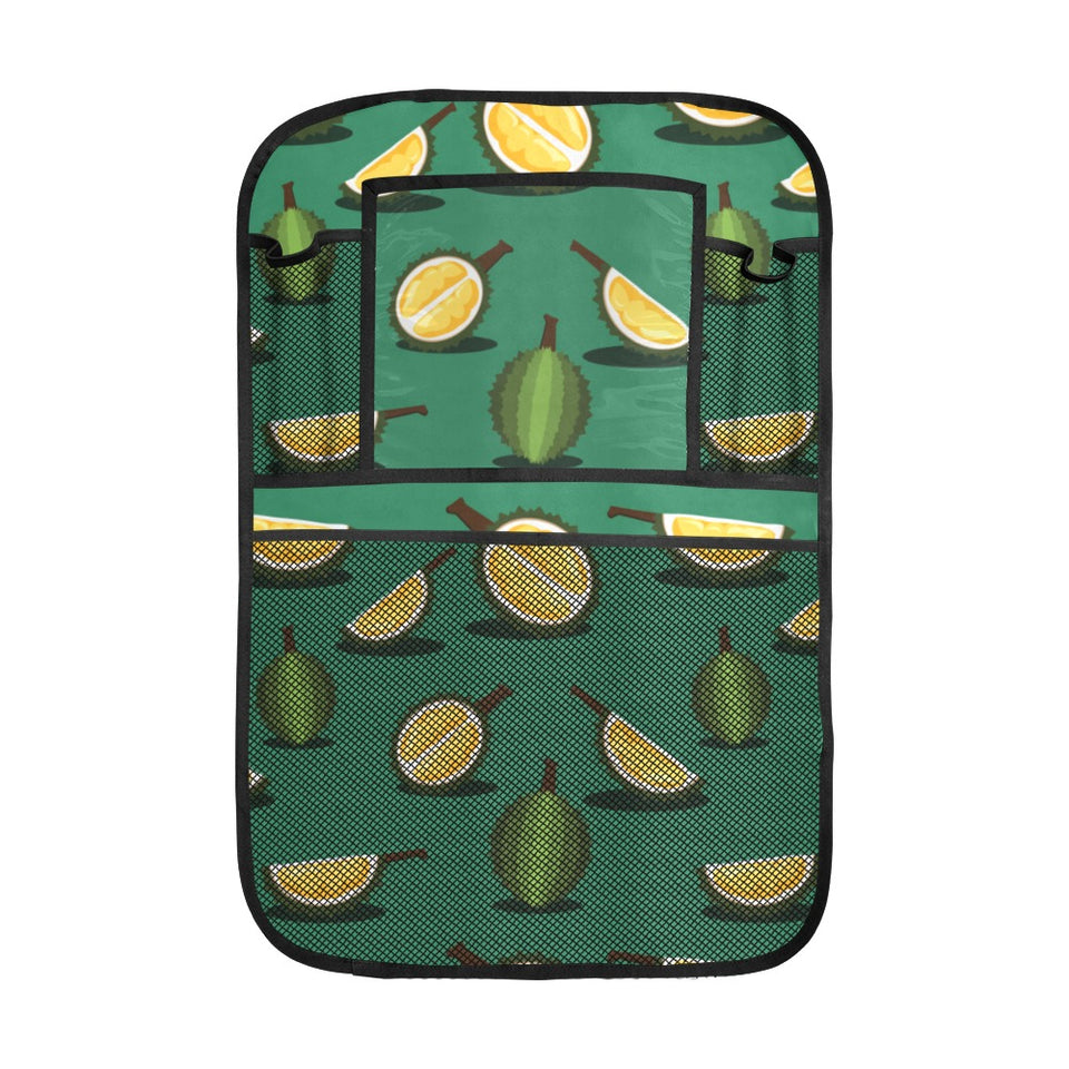 Durian pattern green background Car Seat Back Organizer