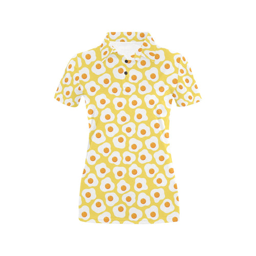 Fried Eggs Pattern Print Design 05 Women's All Over Print Polo Shirt